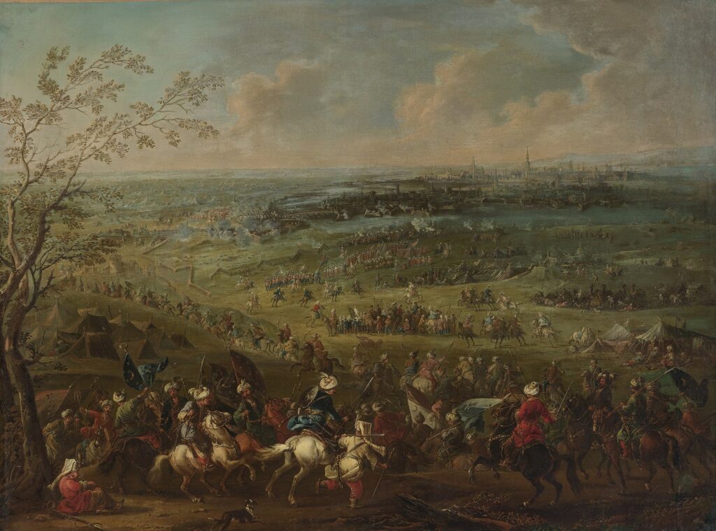 A historical painting of the Siege of Vienna where coffee was found